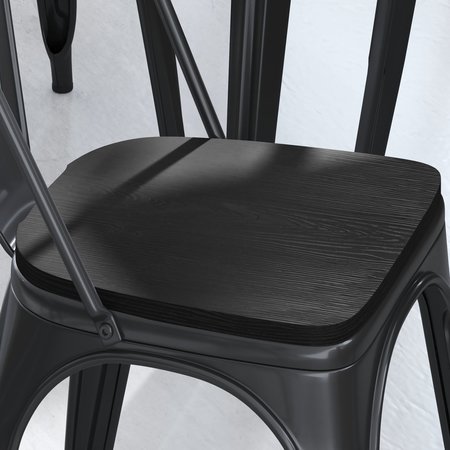 Flash Furniture 4PK Black Poly Resin Seats for Stools & Chairs, 4PK 4-JJ-SEA-PL01-BK-GG